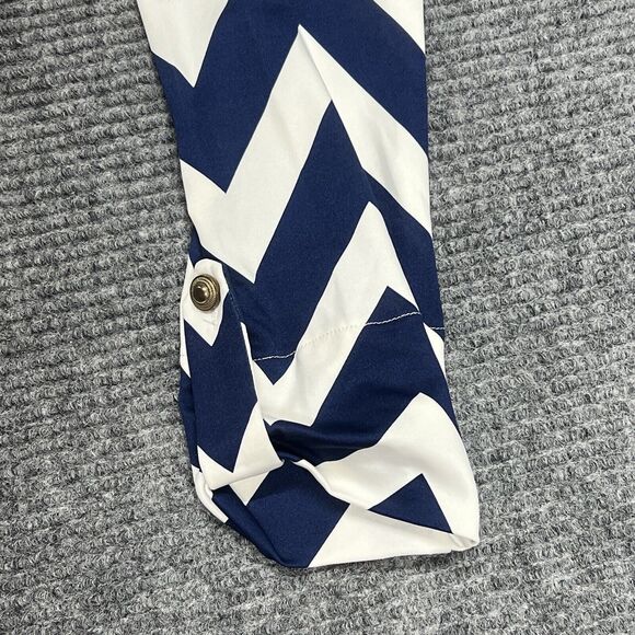 Blue White Zig Zag‎ Womens Small Dress  Decorative Button Up Long Sleeves Casual - Picture 10 of 16